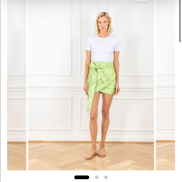 La Vie lime brocade mini wrap skirt ONE SIZE - Picture 1 of 1